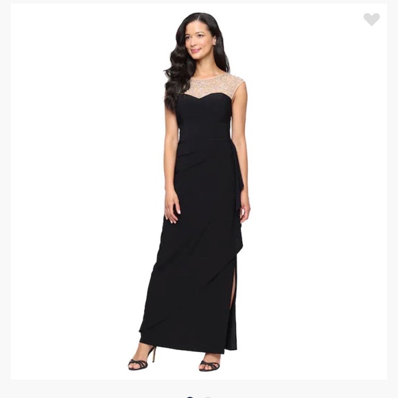 Alex Evenings Dresses & Skirts - Alex Evenings Black Maxi Dress with Silver Accents